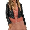 thumbnail image 2 of Pitauce Womens Cropped Sequin Jacket Open Front Long Sleeve Cardigan Glitter Sparkly Short Jacket S-3XL, 2 of 6