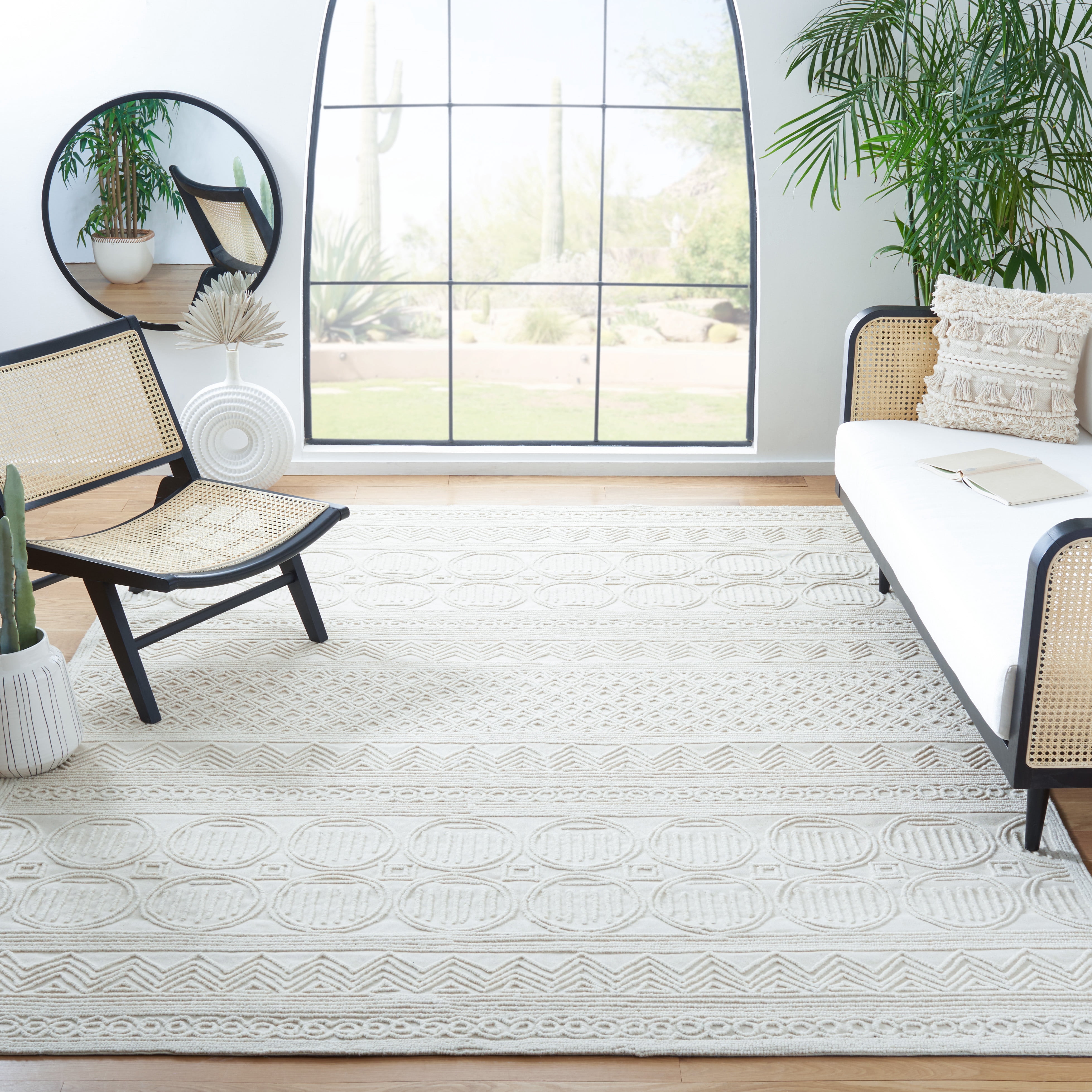 SAFAVIEH Trace Avaline Geometric Area Rug, Ivory, 8' x 10'