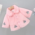 thumbnail image 5 of Owordtank Toddler Girls Faux Fur Coat Cute Cartoon Embroidery Lapel Button Plush Warm Winter Outerwear, 5 of 6