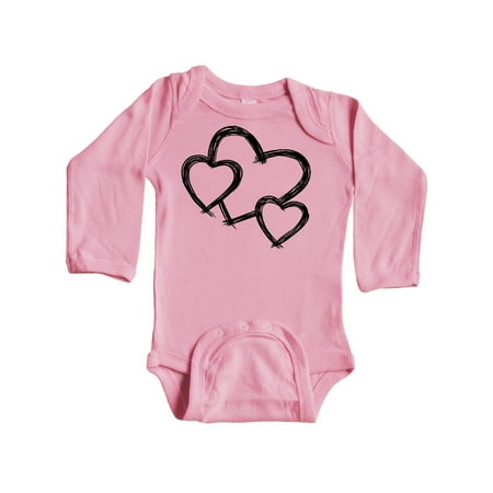 

Inktastic Three Black Hearts Gift Baby Boy or Baby Girl Long Sleeve Bodysuit