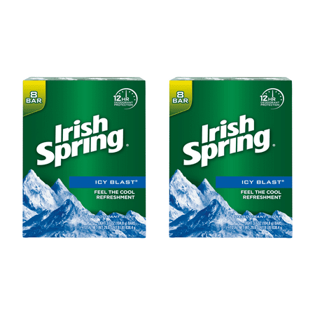 (2 pack) (Pack of 2) Irish Spring Icy Blast, Refreshing Bar Soap, 3.7 Ounce, 8 Bar