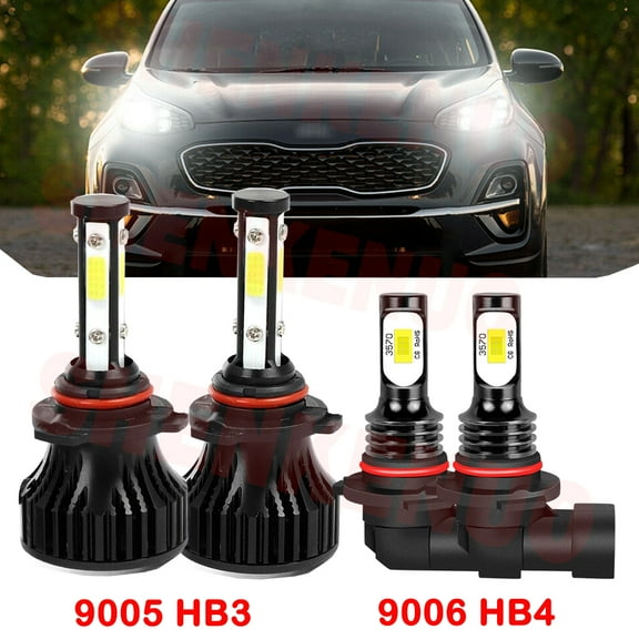 HB3 9005 High&Low Beam for Kia Sportage 2017 2018 2019 2020 LED Headlights 9006 Fog Lights 4pcs