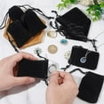 thumbnail image 3 of 1Set 60 Pcs Velvet Drawstring Bags 2.76x1.97 Inch Rectangle Drawstring Jewelry Pouches Gift Packaging Bags for Christmas Wedding Birthday Party Favors Black, 3 of 6