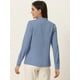 thumbnail image 4 of Blusa de trabajo elegante con decoración de perlas y cuello falso plisado para mujer Gris Azul S, 4 of 5