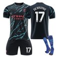 thumbnail image 1 of 23-24 Manchester City Second Away No. 9 Harland Shirt 17 De Bruyne 47 Foden Football Kit NO.17 DEBRUYNE NO.17 DEBRUYNE L, 1 of 5