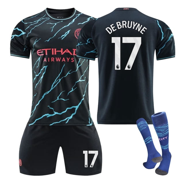 23-24 Manchester City Second Away No. 9 Harland Shirt 17 De Bruyne 47 Foden Football Kit NO.17 DEBRUYNE NO.17 DEBRUYNE L