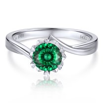 MomentWish Anniversary Ring for Women, 1Carat Moissanite Wedding Ring S925 Sterling Silver, May Birthstone Rings for Birthday Gift