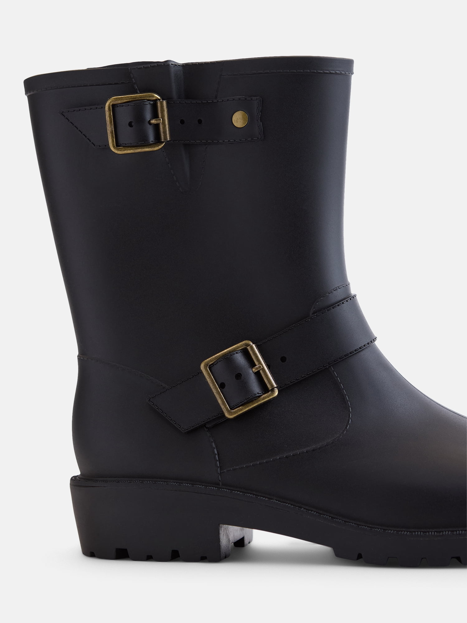Time and Tru Women's Moto Rubber Rain Boots