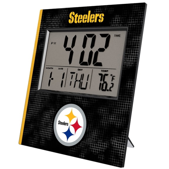 Keyscaper Pittsburgh Steelers Cross Hatch Digital Desk Clock