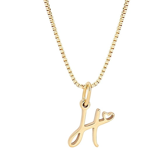 1pc Brass Chain & 304 Stainless Steel Letter Pendant Necklaces Lead Free & Nickel Free & Cadmium Free Golden Letter H 18.11 inch(46cm)~18.31 inch(46.5cm) Letter: 10.5~12.5x3~15.5mm
