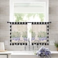 thumbnail image 3 of French Country Floral,Semi Sheer Curtains 45 Inch Length 2 Panels Set,Purple Daisy Farmhouse Black White Check Sheer Kitchen Curtain Voile Window Curtain for Living Room Bedroom Rod Pocket Drapes, 3 of 7