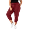 thumbnail image 5 of Posijego Women's Plus Size Capri Sweatpants Elastic High Waisted Drawstring Athletic Outdoor Running Joggers Pants with Pockets, 5 of 7