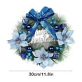 thumbnail image 3 of Christmas Bow Decorative Wreath Blue Artificial Plant Garland for Door Wall Holiday Decor, 3 of 6