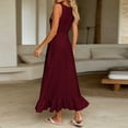 thumbnail image 4 of Aimik Women's Sleeveless V-Neck Ruffle Hem Midi Dress Asymmetrical High Low Romantic Summer Beach Dress, 4 of 4