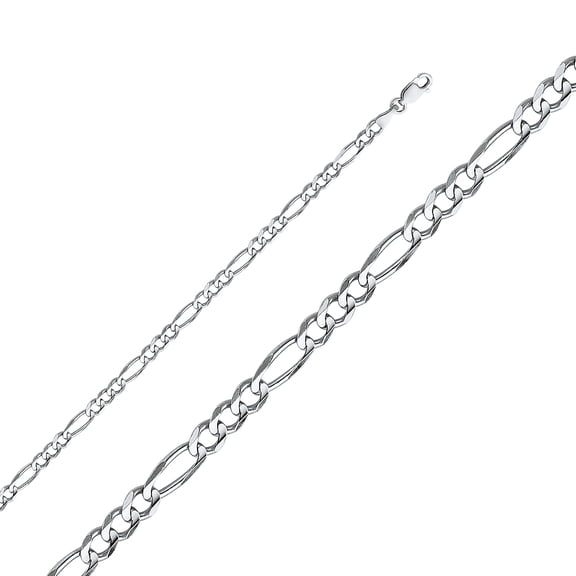 14k White Gold 4mm Concave 3 1 Solid Figaro Chain Link Necklace 18" Jewelry Female Unisex