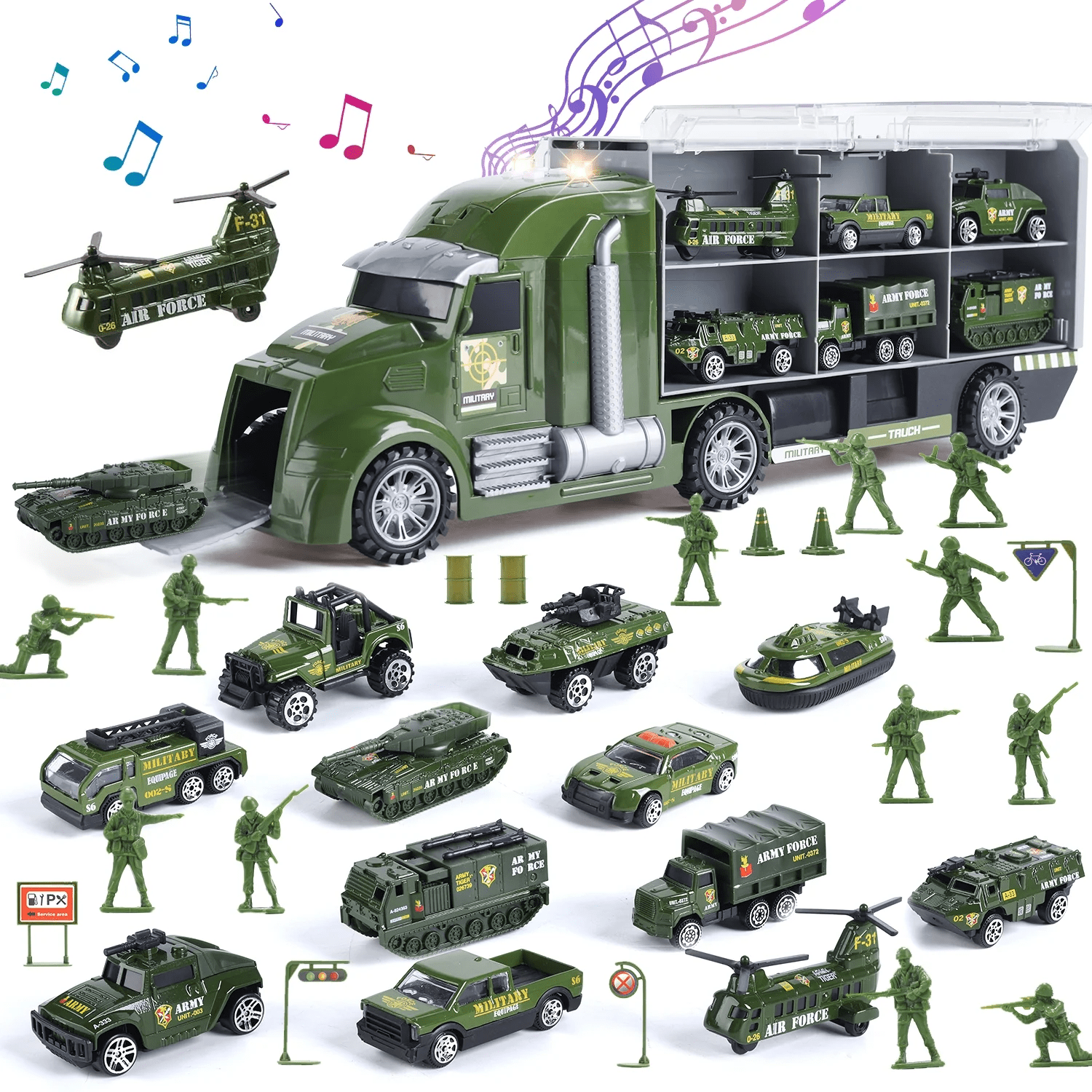Army Supply Corp トラック ミニカー JoyStone 33 in 1 Military Truck Toy, Green Army Toy Set with