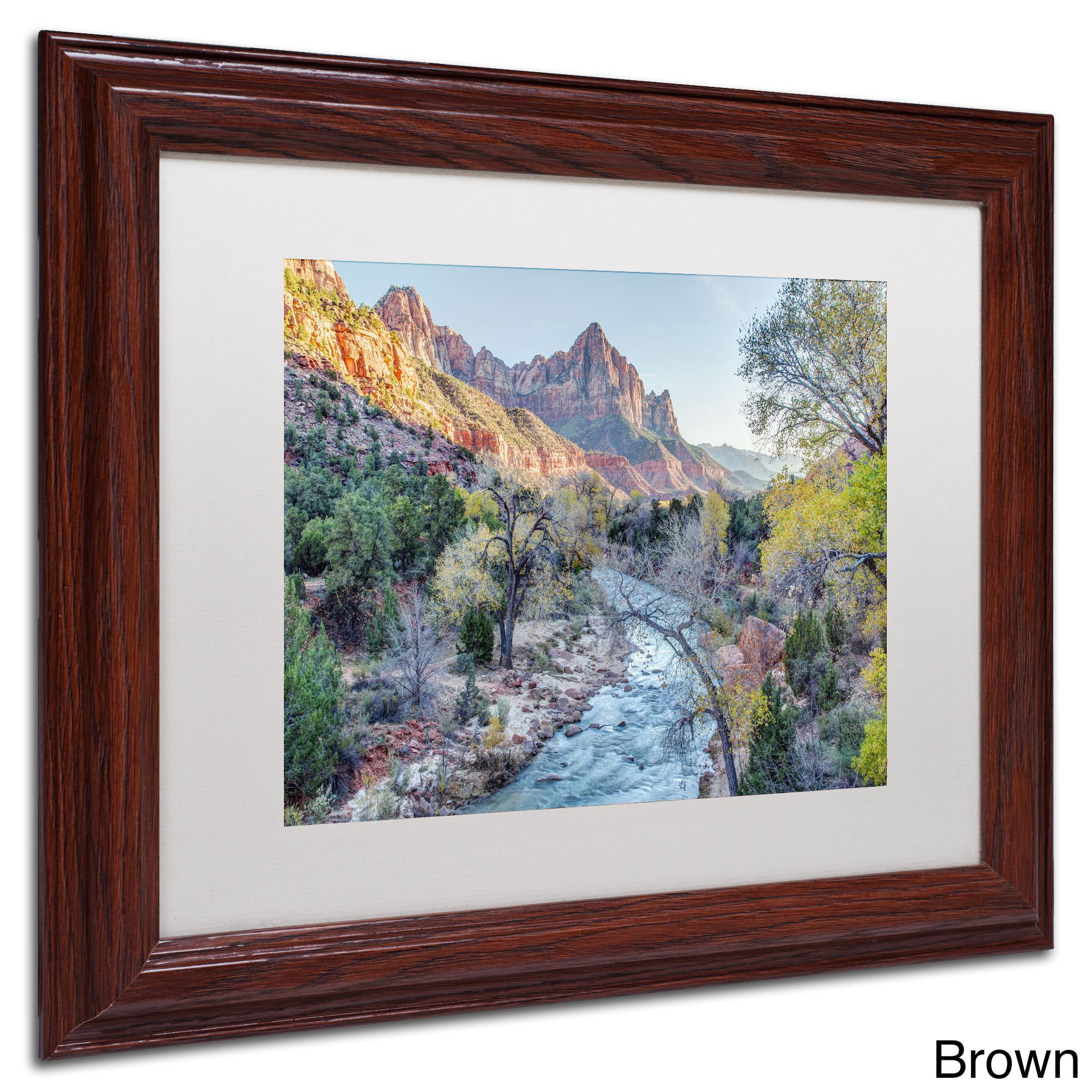 Trademark Fine Art "Zion Watchman" Canvas Art by Pierre Leclerc, White Matte/Black Frame