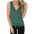 thumbnail image 2 of Nlife Women Sleeveless V Neck Buttons Tie Front Tank Top, 2 of 6