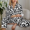 thumbnail image 6 of Pajama Sets for Women 2 Pcs, cool black grey Leopard print Button Down Long Sleeve Sleepwear Lounge PJ Sets, 6 of 6