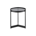 thumbnail image 2 of Modern Glass and Metal Round Side Table - Smoked Glass / Black, 2 of 6