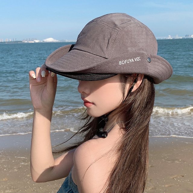 LinYooLi Big Hat Rear Sun Fisherman Hat Female Summer Anti -Ultraviolet Sunscreen Sun Hat Fast Dry Travel Mountaineering Cap