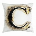 thumbnail image 1 of Letter C Throw Pillow Cushion Cover, Letter C Flaming Backdrop Combusted Alphabet Symbol Paper Effect Writing, Decorative Square Accent Pillow Case, 18 X 18 Inches, Tan Black Yellow, by Ambesonne, 1 of 2