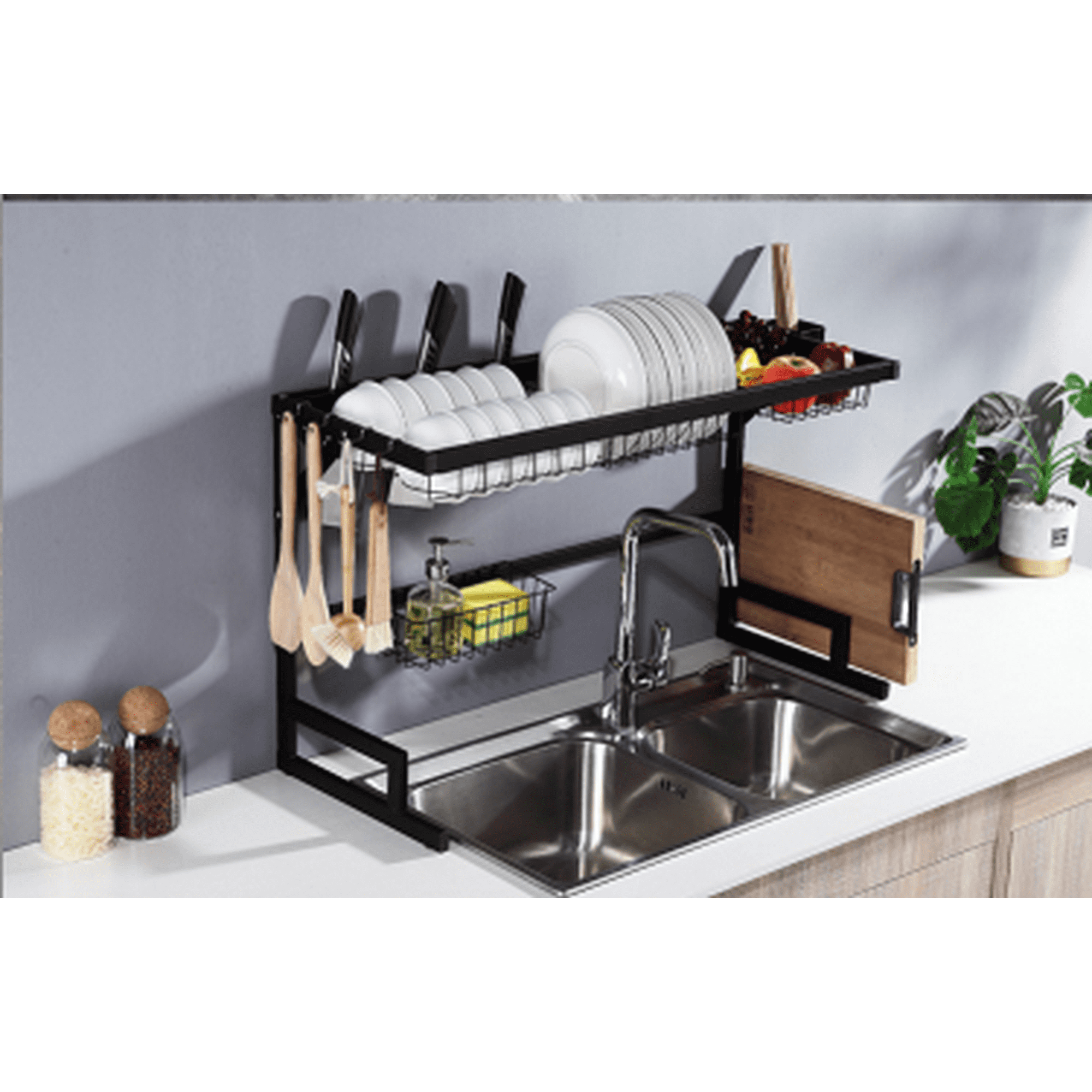 Multifuntional 2 Tier Kitchen Over Sink Dish Drying Rack Dish Rack Over Sink Counter Organizer Kitchen Sink Rack For Kitchen Dish Chopsticks Storage Walmart Canada
