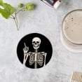 thumbnail image 4 of BaHomeck Drink Coasters Set of 4 with Holder skeleton holding up middle finger on the black background Water Absorbent Ceramic Coasters Tabletop Protection,Suitable for Various Cup ,Home Decor, 4 of 4