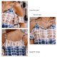 thumbnail image 5 of Top con hombros descubiertos para mujer, cuello redondo, tirantes, tinte dibujo anudado, moda para el verano, trabajo diario, compras, marrón claro XXL, 5 of 8