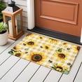 thumbnail image 4 of 2x3 Ft Entryway Area Rug, Yellow Sunflower Kitchen Rug Runner Washable Floor Mat, Vintage Country Bee Plaid Ginger Check Non Slip Indoor Door Mat Throw Carpet for Bathroom Living Room Bedroom, 4 of 8
