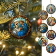thumbnail image 3 of Pompotops Christmas Acrylic Nativity Scene Ornaments Pendant Concave Textured Round Pendant Decoration, Christmas Tree Ornaments, 3 of 3
