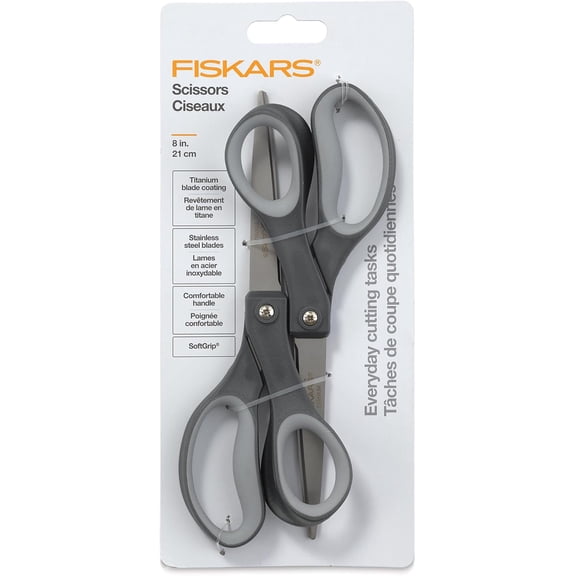 Fiskars Everyday Softgrip Titanium Scissors (8") - 2pk