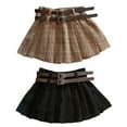 thumbnail image 4 of Usaibhir Girls Pleated Skirts with Shorts, Plaid Print Elastic Waist Double Belt Uniform Tennis Casual Skirt Casual Mini Skater Skirt for 2-14Y, 4 of 6