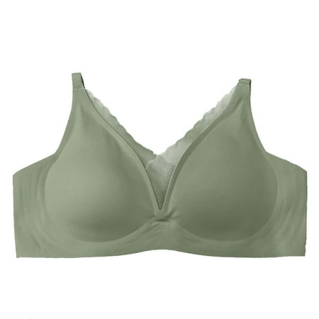 Riforla Women s Seamless Latex Bra French Sexy Wireless Push up Adjustable Lingerie Womens Bras Green S