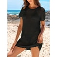 thumbnail image 7 of DAKIMOE Women Swimsuit Cover Up Crochet Summer Outfits Swimwear Short Sleeve Knit Bathing Suit Cover UP Beach Dress, 7 of 7