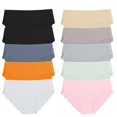 thumbnail image 1 of TrowBridge-Conjunto de bragas sin costuras para mujer, ropa interior con borde ondulado, lencería de satén de seda acogedora, calzoncillos respetuosos con la piel, 10 piezas, 1 of 4