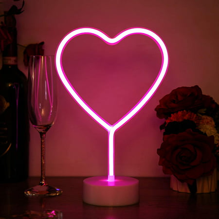 Heart Shaped Neon Table Lamp, Pink Heart Lamp Next