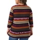 thumbnail image 3 of Blusa casual de mujer de talla grande Agnes Orinda, con mangas 3/4, de punto, a rayas, asimétrica, moda, camiseta 4X color burdeos y marrón, 3 of 6