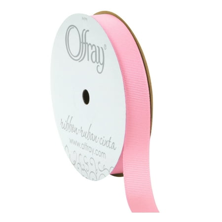 Offray Ribbon, Pink 5/8 inch Grosgrain Polyester Ribbon, 18 feet