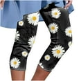 thumbnail image 2 of Sakmal Women Capris Travel Comfy Slim Leg Black High Waisted Cropped Floral Capris with Pockets, 2 of 5