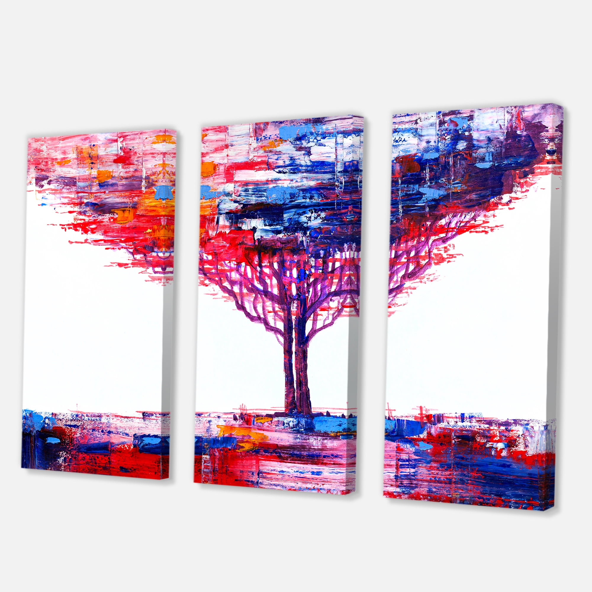 Designart ' Abstract Colorful Tree Impressionist On A White ' Modern Canvas Wall Art Print