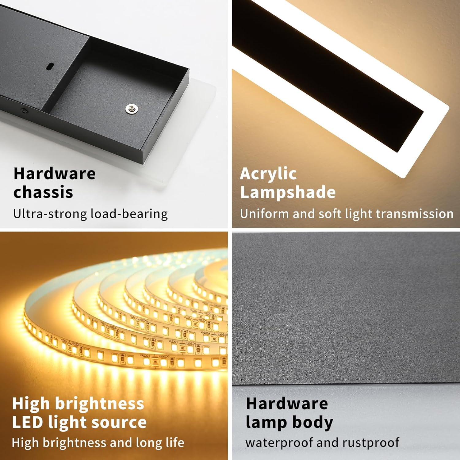 Upgrade Widened 2 Pack Modern LED Wall Sconce 23.6inch Outdoor Wall Light 3000K Warm White 24W IP65 Waterproof Black Long Linear Wall Mount Lighting