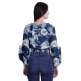 thumbnail image 2 of Moomaya Printed Womens Crop Top Wrap Style Top Wear Ruffle Long Sleeve Casual Summer Blouse, 2 of 6