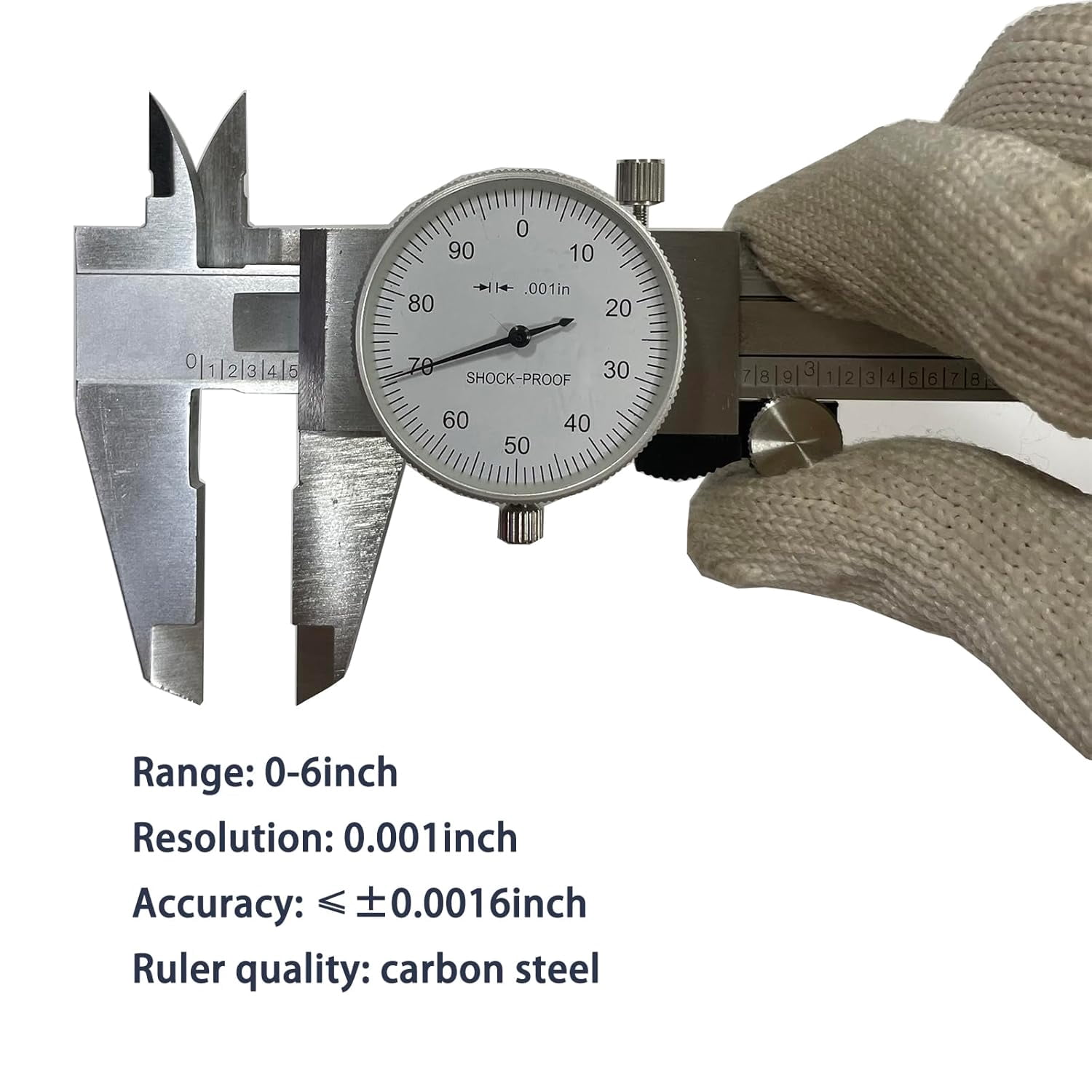 6 Inch Dial Caliper, 4-Way Measurement Calipers, 0.001 Accuracy Imperial Shockproof Measuring Tool with Plastic Case (Dial Caliper 0-6" Range)
