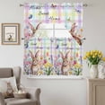 thumbnail image 6 of Sweet Home Swag Curtains Valance & Tier Set, Easter Bunny Spring Butterflies Flowers Colorful Plaid 3 Pcs Set Kitchen Swag Valances and Tiers 36 Inch Length Rod Pocket Curtain Drapes for Bedroom, 6 of 9