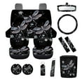 thumbnail image 2 of XYZCANDO Dragonfly Flower Keychain Lipstick Cover Steering Wheel Cover Car Trash Can Center Mirror Cover Coasters Car Seat Cover Seat Belt Cover Fashion for Car Sedan Truck SUV Accessories, 2 of 5