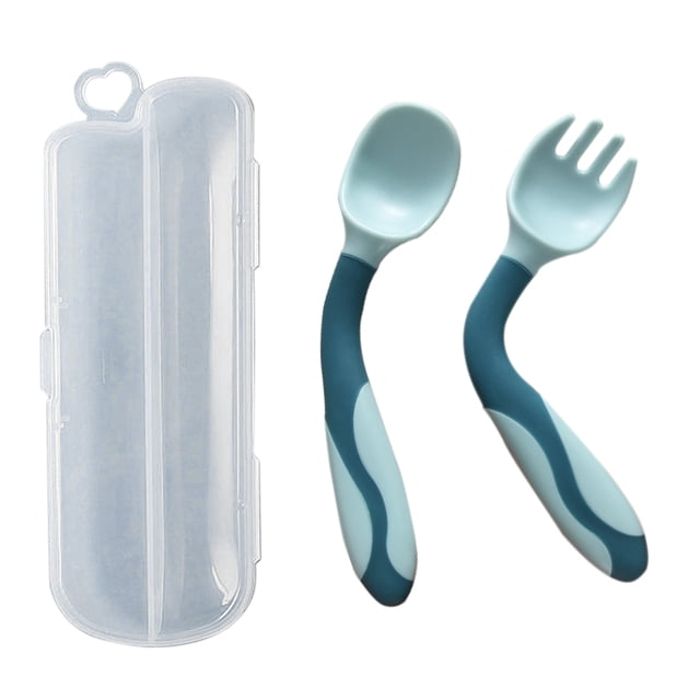 Cuchara de vajilla para bebé, cuchara de entrenamiento para alimentación infantil, fácil de agarrar, suave y flexible