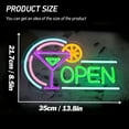 thumbnail image 6 of Y YUNHSOM Cocktail Glass "OPEN" Neon Sign 13.8 x 8.5 Inch - Ice Blue, Pink, Purple, Green, Yellow Multi-color LED Neon Light, Adjustable Brightness, Bar Pub Decor, 6 of 7