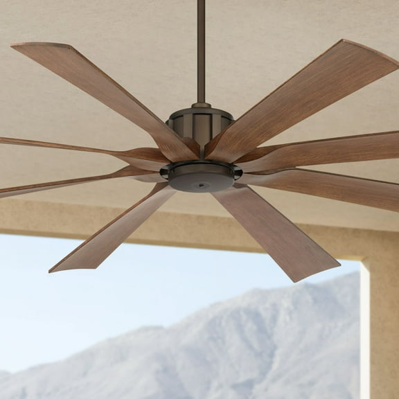 70" Possini Euro Design Rustic Farmhouse Indoor Outdoor Ceiling Fan with Remote Control Oil Rubbed Bronze Koa Damp Rated for Patio Exterior Gazebo