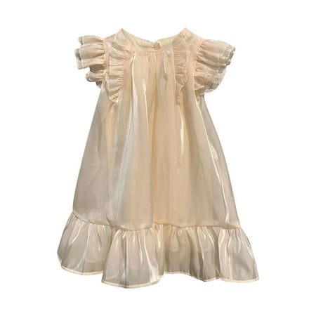 

Girls Dresses Flying Sleeve Casual Sundress Holiday White Princess Skirt Summer Girl Clothes